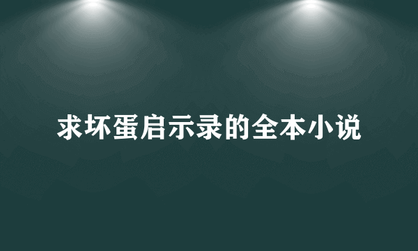 求坏蛋启示录的全本小说