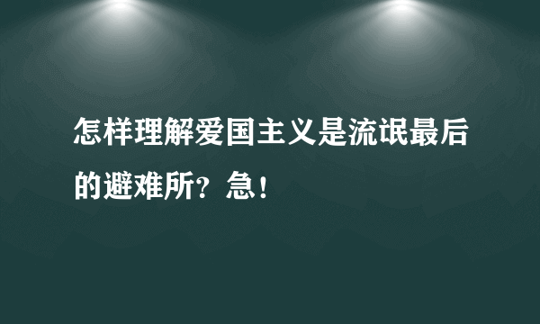 怎样理解爱国主义是流氓最后的避难所？急！