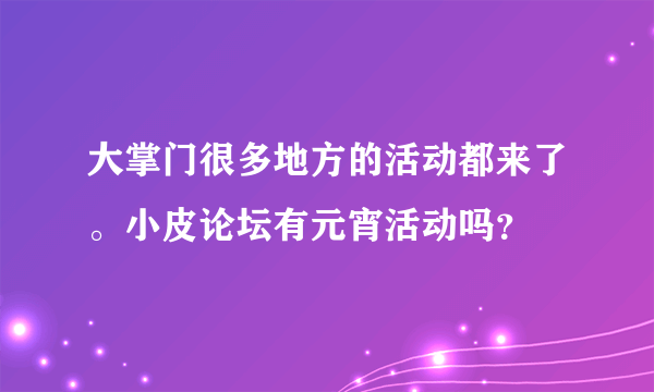 大掌门很多地方的活动都来了。小皮论坛有元宵活动吗？