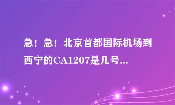 急！急！北京首都国际机场到西宁的CA1207是几号航站 2012年04月6号 7点20 谢谢