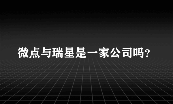 微点与瑞星是一家公司吗？