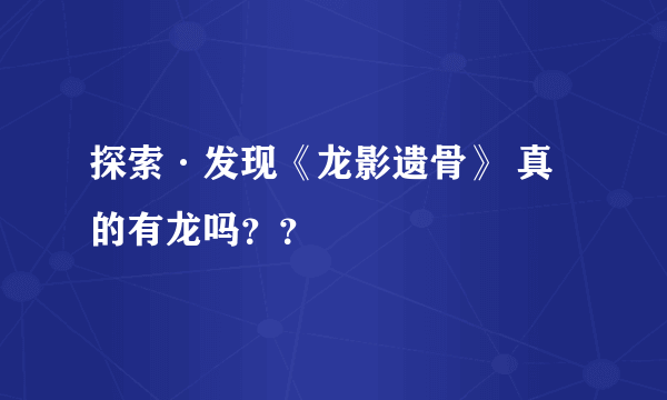 探索·发现《龙影遗骨》 真的有龙吗？？