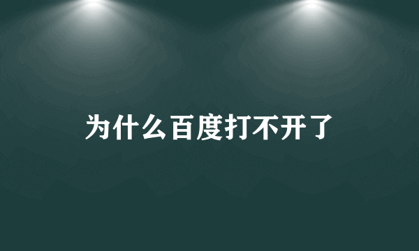 为什么百度打不开了