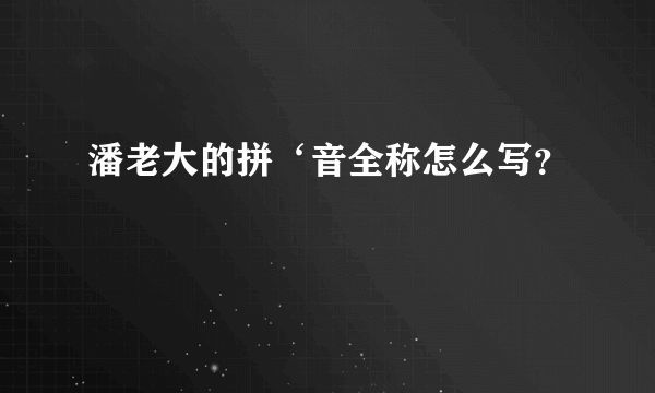 潘老大的拼‘音全称怎么写？