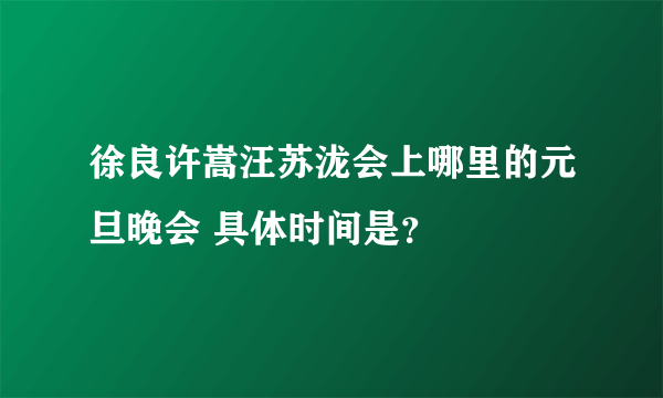 徐良许嵩汪苏泷会上哪里的元旦晚会 具体时间是？