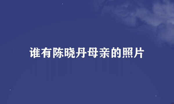 谁有陈晓丹母亲的照片