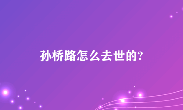 孙桥路怎么去世的?