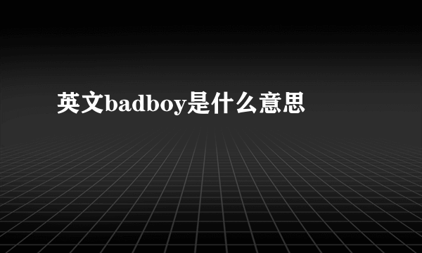 英文badboy是什么意思