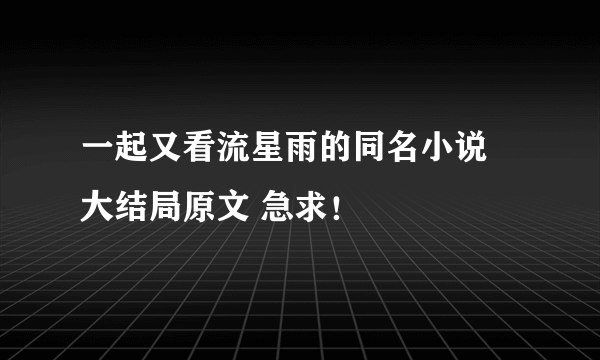 一起又看流星雨的同名小说 大结局原文 急求！