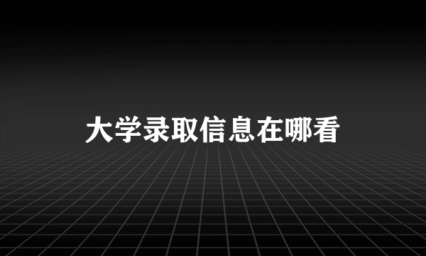 大学录取信息在哪看