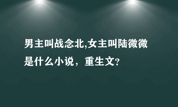 男主叫战念北,女主叫陆微微是什么小说，重生文？