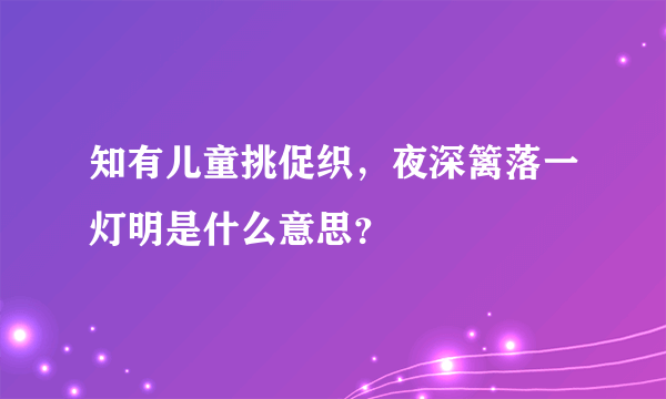 知有儿童挑促织，夜深篱落一灯明是什么意思？