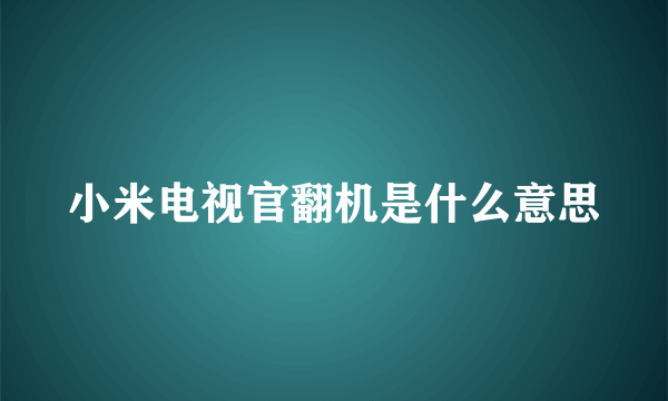 小米电视官翻机是什么意思