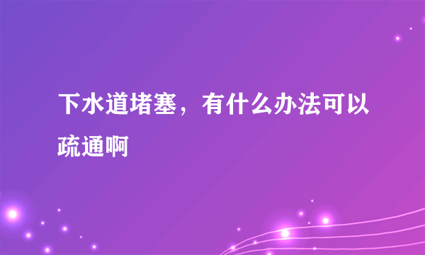 下水道堵塞，有什么办法可以疏通啊