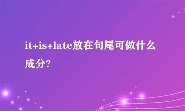 it+is+late放在句尾可做什么成分?