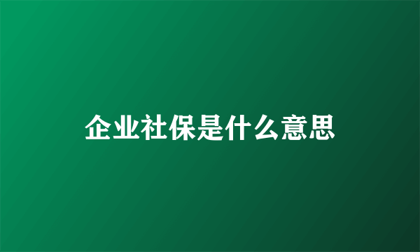 企业社保是什么意思