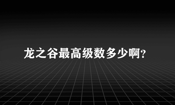 龙之谷最高级数多少啊？