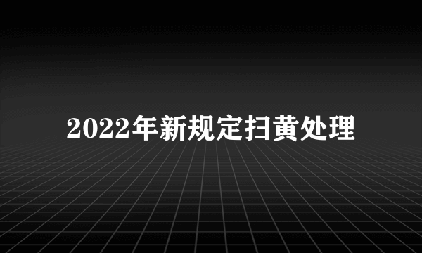 2022年新规定扫黄处理