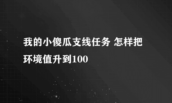 我的小傻瓜支线任务 怎样把环境值升到100