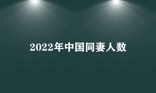 2022年中国同妻人数