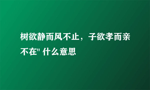 树欲静而风不止，子欲孝而亲不在