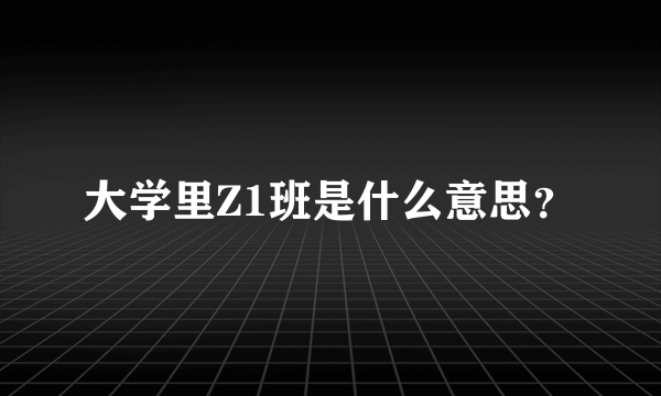 大学里Z1班是什么意思？