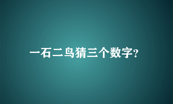 一石二鸟猜三个数字？