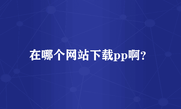 在哪个网站下载pp啊？