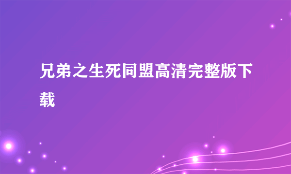 兄弟之生死同盟高清完整版下载