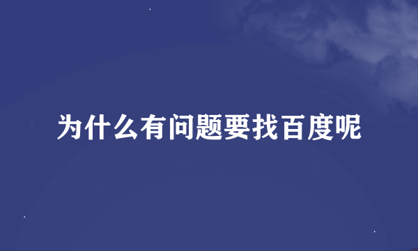 为什么有问题要找百度呢