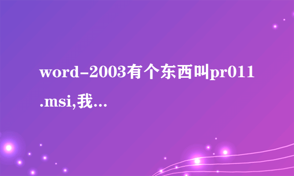 word-2003有个东西叫pr011.msi,我的word现在打不开了，就是缺少那个东西，麻烦知道的朋友发给我啊。