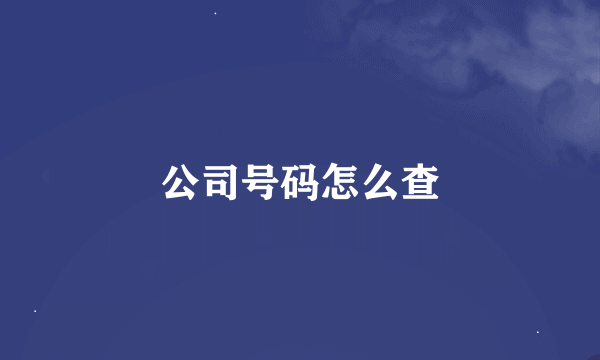 公司号码怎么查