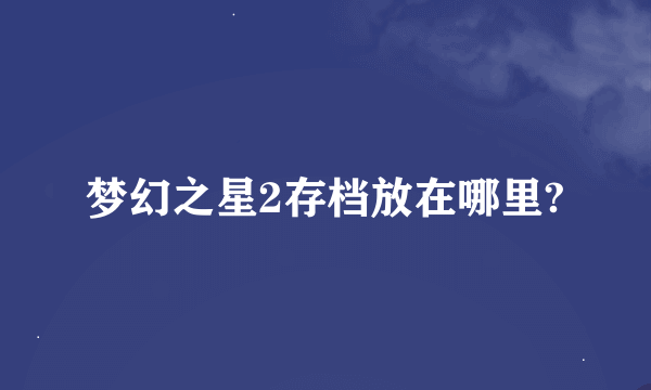 梦幻之星2存档放在哪里?