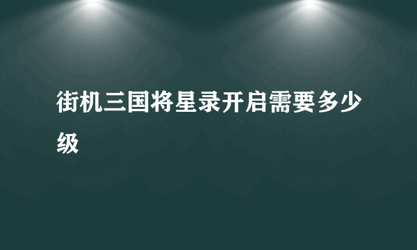 街机三国将星录开启需要多少级