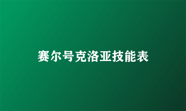 赛尔号克洛亚技能表