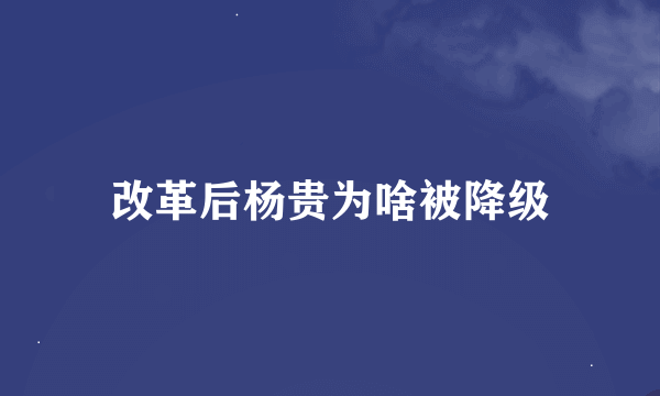 改革后杨贵为啥被降级