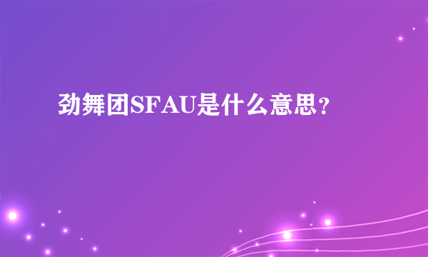 劲舞团SFAU是什么意思？