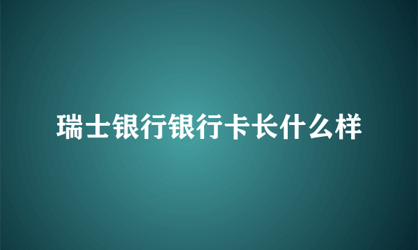 瑞士银行银行卡长什么样