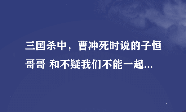 三国杀中，曹冲死时说的子恒哥哥 和不疑我们不能一起玩了。为什么说这两句，我特别对后者有疑问，因