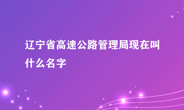 辽宁省高速公路管理局现在叫什么名字