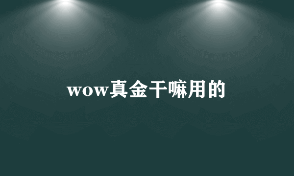 wow真金干嘛用的