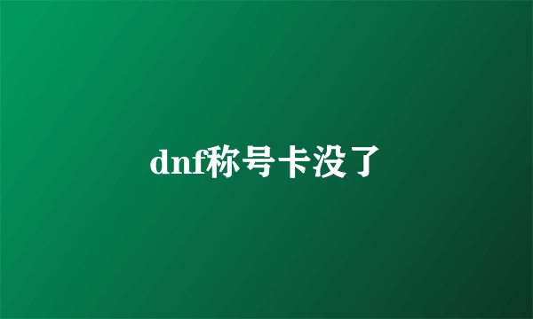 dnf称号卡没了