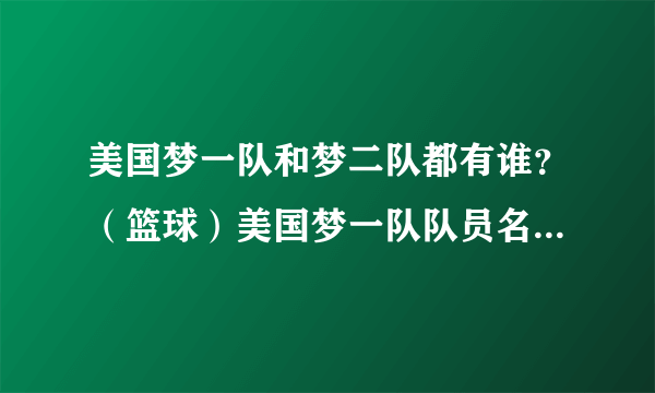 美国梦一队和梦二队都有谁？（篮球）美国梦一队队员名单及简介