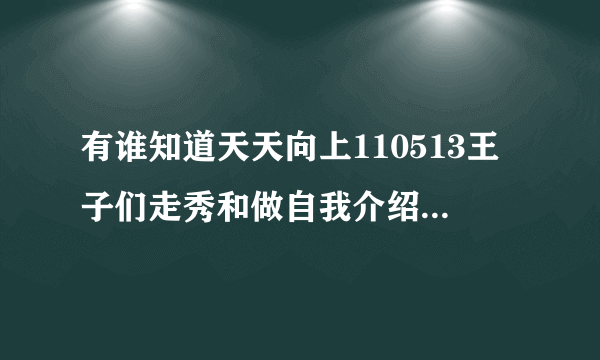 有谁知道天天向上110513王子们走秀和做自我介绍时的背景歌曲 。