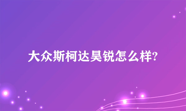 大众斯柯达昊锐怎么样?