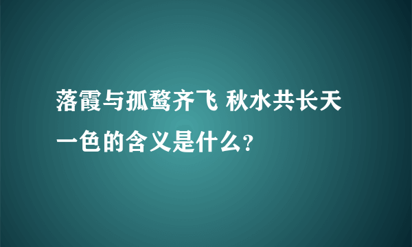 落霞与孤鹜齐飞 秋水共长天一色的含义是什么？