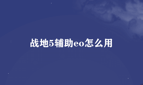 战地5辅助eo怎么用