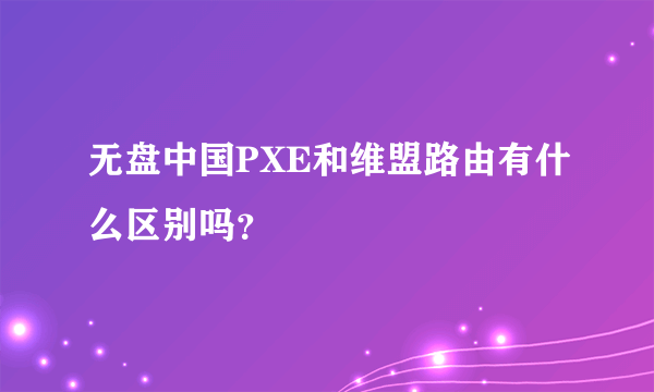 无盘中国PXE和维盟路由有什么区别吗？