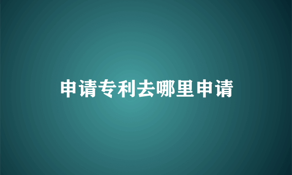 申请专利去哪里申请