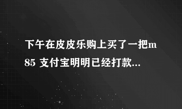 下午在皮皮乐购上买了一把m85 支付宝明明已经打款过去了 可是为什么那边却显示等待买家付款